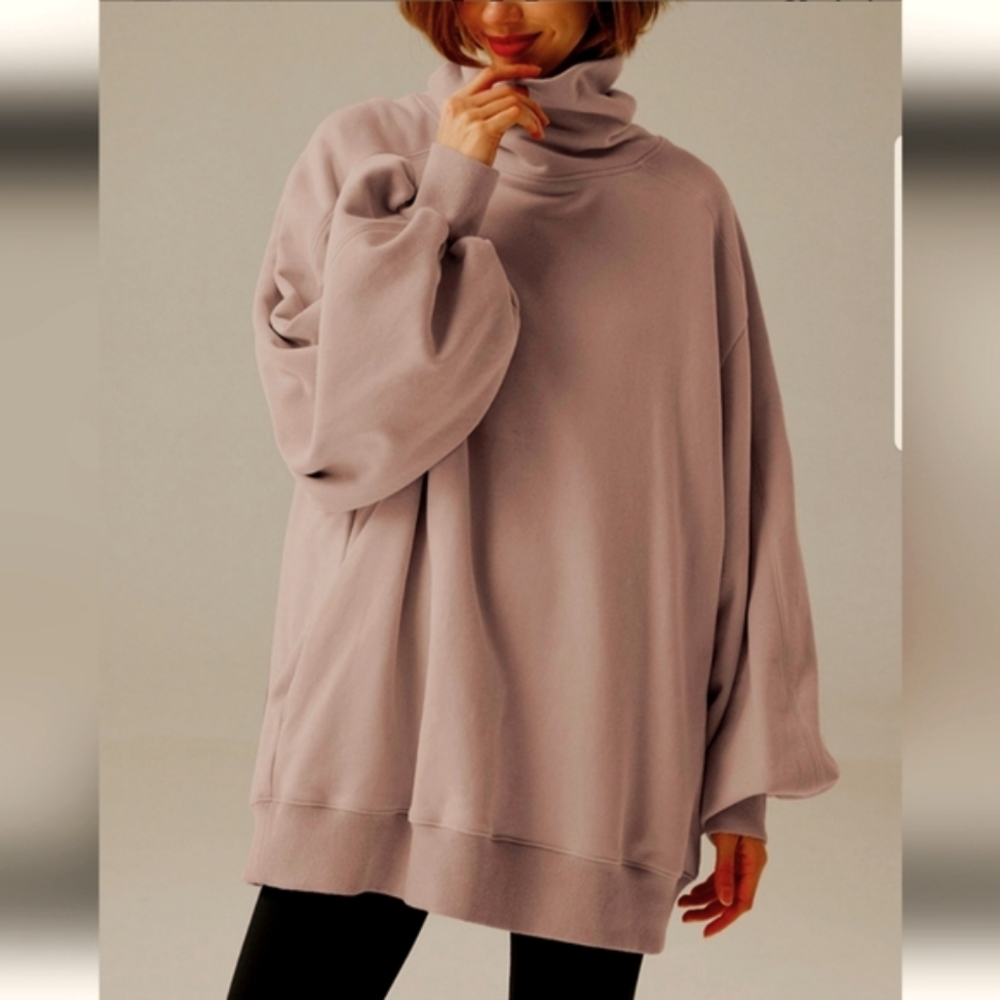 NEW Whisper Oversized Turtleneck Sweatshirt (Dusty Pink) - LIT Activewear